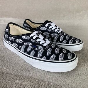 Vans Blur Boards Authentic Shoes Men 9 Women 10.5 Black Blue Canvas Sneaker NEW